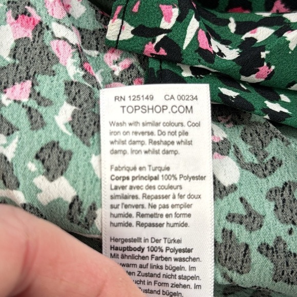 Topshop Green Pink Painted Spot Pleated Asymmetrical Midi Skirt - Picture 12 of 12